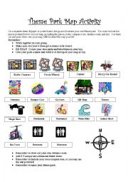 English Worksheet: Theme Park Map Activity