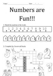 English Worksheet: Numbers 1 - 10