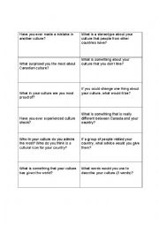 English Worksheet: culture discussion cards