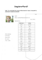 English Worksheet: Singular Plural