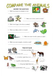 English Worksheet: Compare the animals