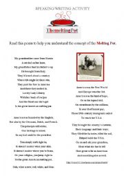 English Worksheet: poem - The Melting Pot