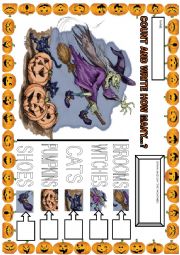 English Worksheet: Halloween flying witch
