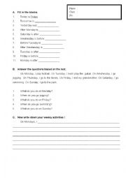 English Worksheet: day and month