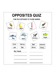 English Worksheet: Opposites Quiz