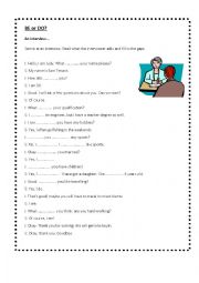 English Worksheet: An iterview