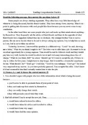 English Worksheet: Reading comprehensiom