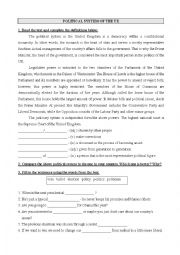 English Worksheet: UK Parliament / Politics