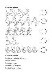 English Worksheet: Count the animals