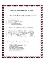 English Worksheet: Present simple or continuous