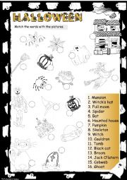 English Worksheet: Halloween MATCHING