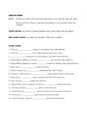 English Worksheet: Less v. Fewer