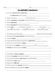 English Worksheet: Mountian Lanugauge page for 3rd grade