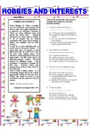 English Worksheet: Hobbies and Interests