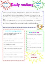 English Worksheet: Dily routines