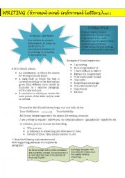 English Worksheet: Writing formal and informal letters