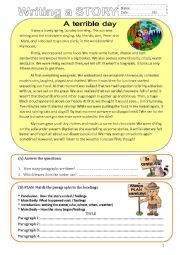 English Worksheet: Writing a story- PRE- Intermediate