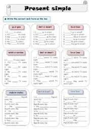 English Worksheet: present simple for lower level