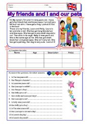 English Worksheet: My friends and I and our pets