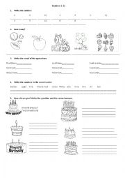 English Worksheet: Numbers 1-12