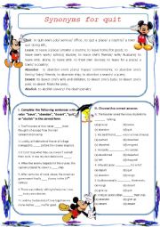 English Worksheet: Synonyms for Quit