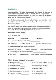 English Worksheet: a clever dog text 