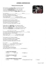 English Worksheet:  Family Song