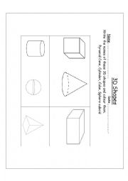 English Worksheet: 3d shape