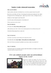 English Worksheet: Ordinary people - extraordinary impact
