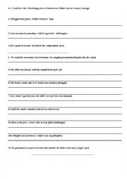 English Worksheet: concession