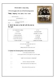 English Worksheet: Bruno Mars The Lazy Song