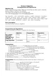 English Worksheet: Adjectives & Comparatives and Superlatives