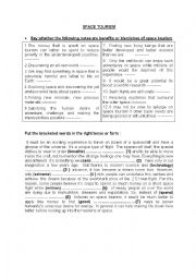 English Worksheet: Space Tourism