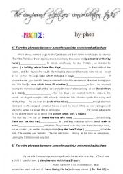 English Worksheet: Compound adjectives consolidation tasks ( suitable for 3rd / 4th Form )