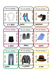 English Worksheet: Go Fish Game - Clothes