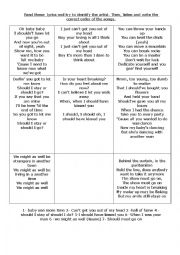 English Worksheet: Songs to practise modal verbs