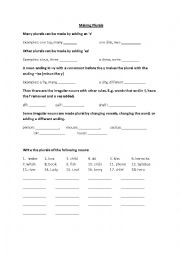 English Worksheet: Making plurals