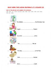 English Worksheet: WHAT WERE THEY DOING YESTERDAY AT 3 OCLOCK 2
