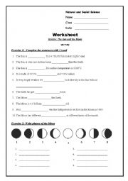 English Worksheet: The Sun and The Moon