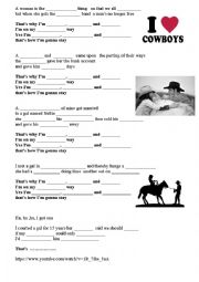 English Worksheet: Save Sane and single  - a COWBOY SONG !!!!