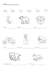 English Worksheet: Alphabet(letters A,B,C,D)