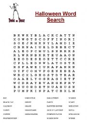 English Worksheet: Halloween Wordsearch