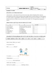 English Worksheet: end of term test 1 for 7th 