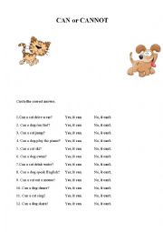 English Worksheet: CAN or CANNOT