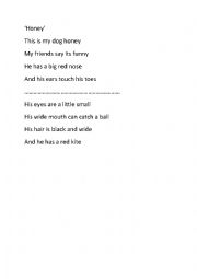 English Worksheet: a lttle poem 