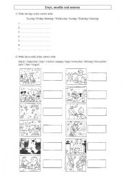 English Worksheet: Days, months and seasons