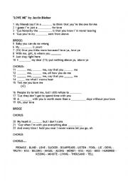 English Worksheet: love me - Justine Bieber