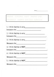 English Worksheet: Hunger Games Character traits