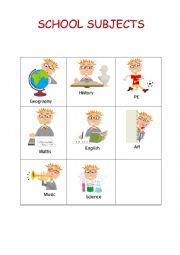 English Worksheet: SCHOOL SUBJECTS