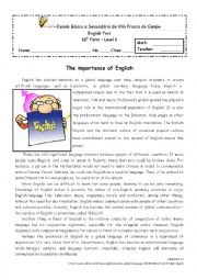English Worksheet: The importance of English - 10th form test